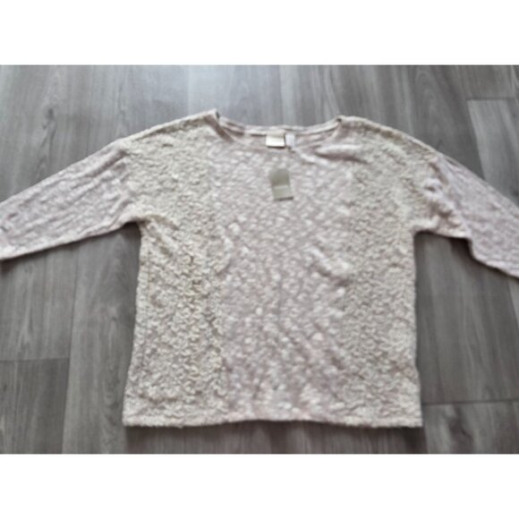 Chicos Womens 3/4 Sleeve Laurel Lace Inset Top Size 1 Beige M - Picture 4 of 7
